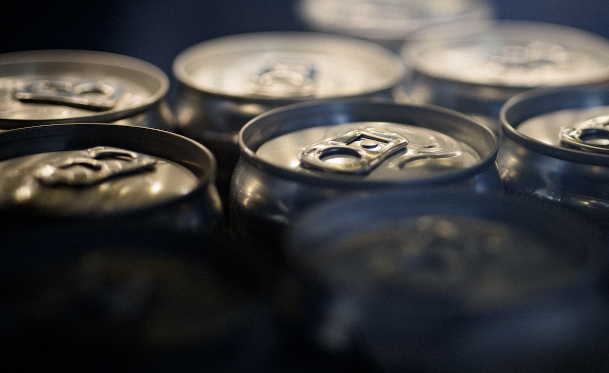 Aluminum beverage can closeup