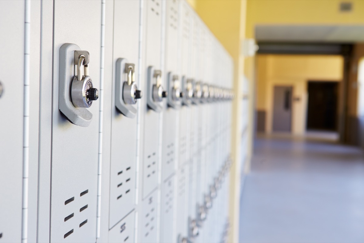 a row of lockers in a middle school hallway