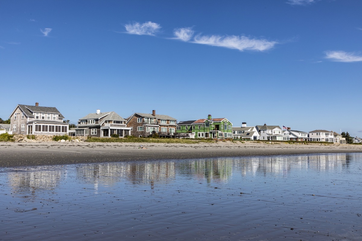 beautiful coastline with beach in Rye, New Hampshire, USA