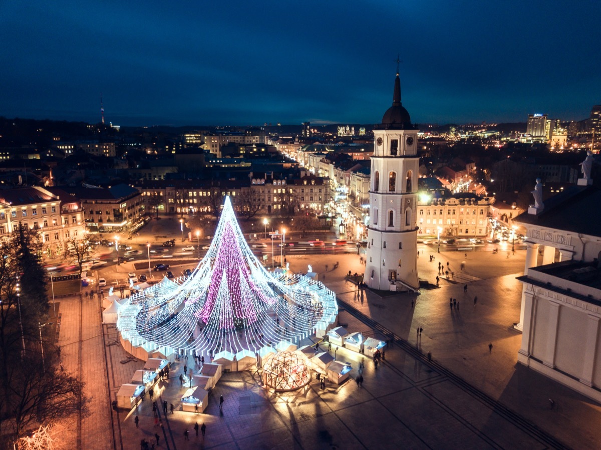 Cathedral Square Vilnius Lithuania Famous Holiday Decorations