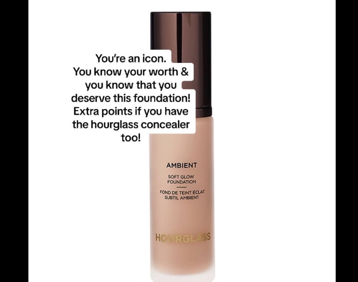 A bottle of Hourglass Ambient Foundation with the caption: 