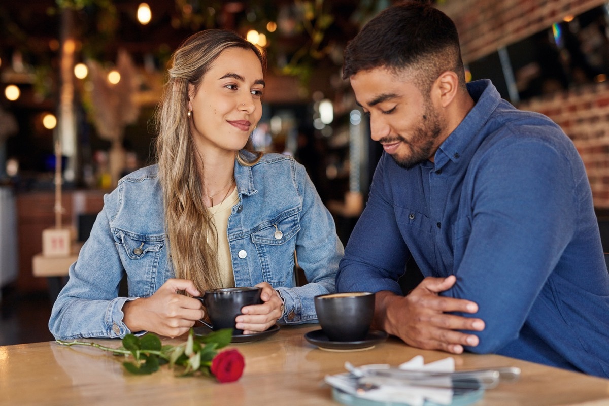 woman looking lovingly at her date