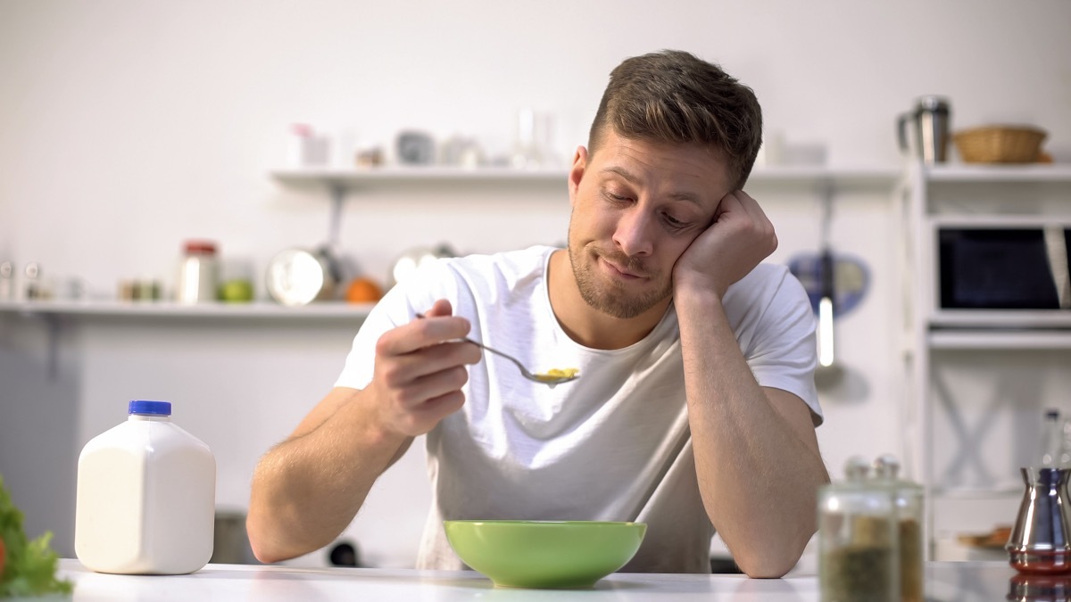 Man eating cereal lost his sense of taste