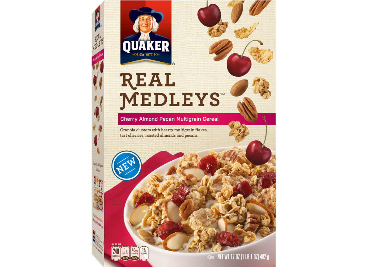 quaker real medleys cherry almond pecan cereal - unhealthiest worst cereals