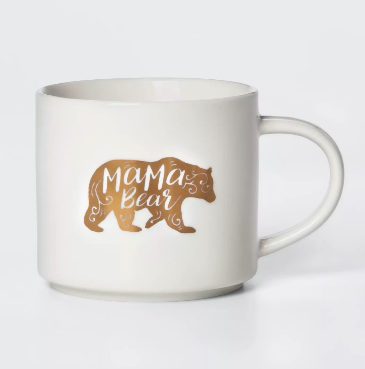 white mug with bear design and 