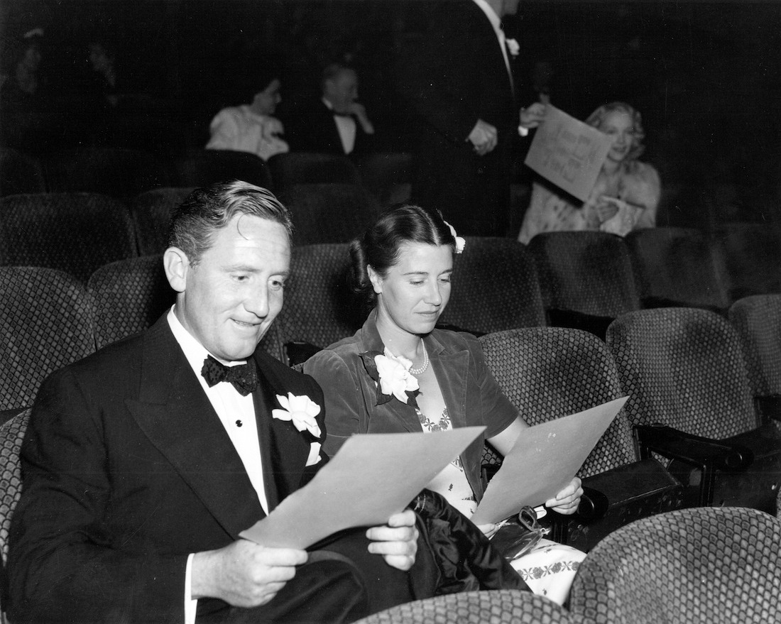 Spencer and Louise Tracy at a premiere circa 1938