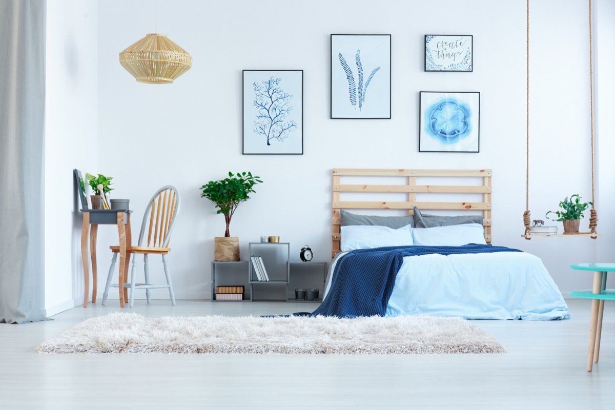 Blue living room interior