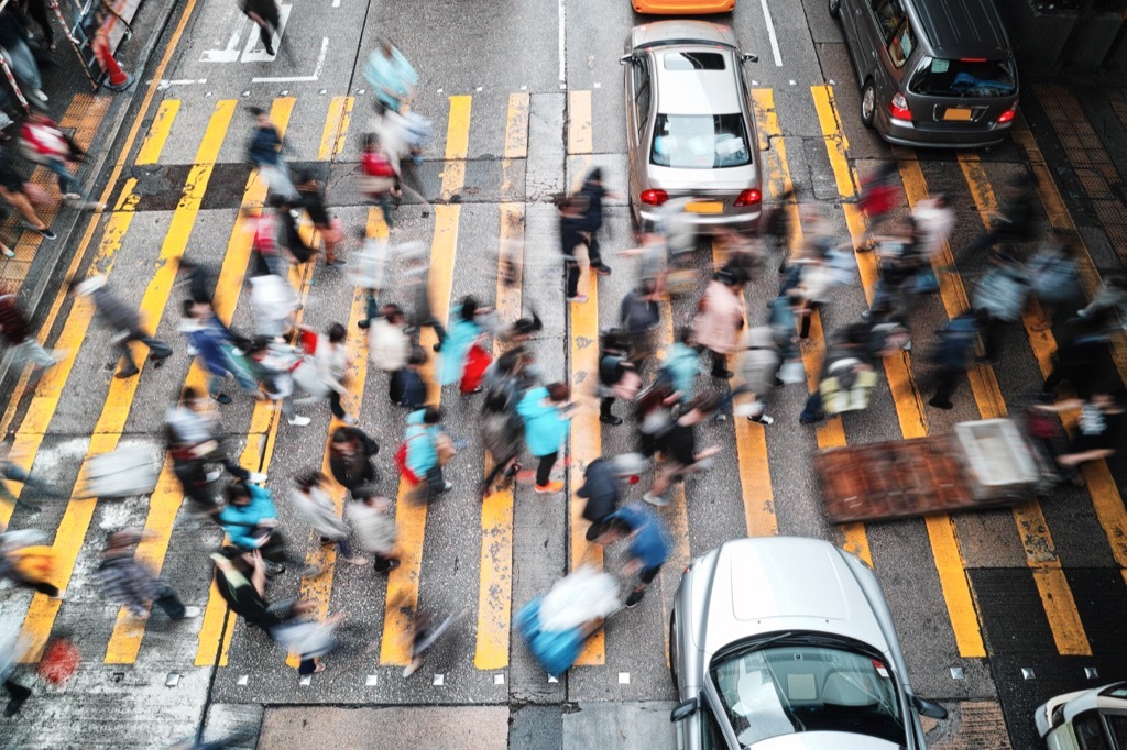 busy intersection in hong kong crosswalk