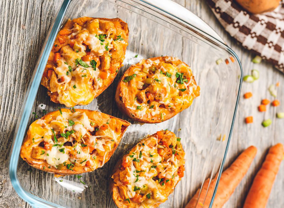 buffalo chicken sweet potatoes