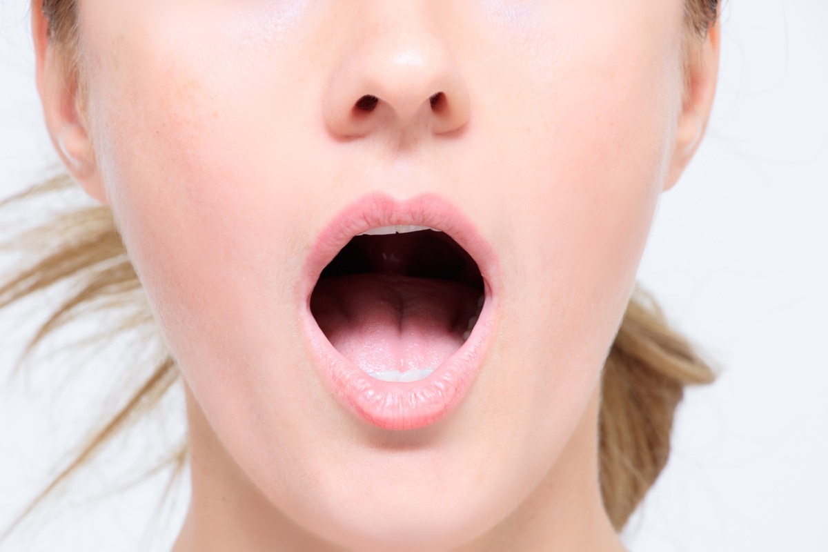 woman breathing with her mouth open