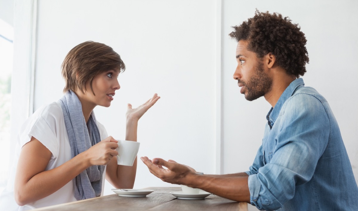 couple having coffee together at the coffee shop