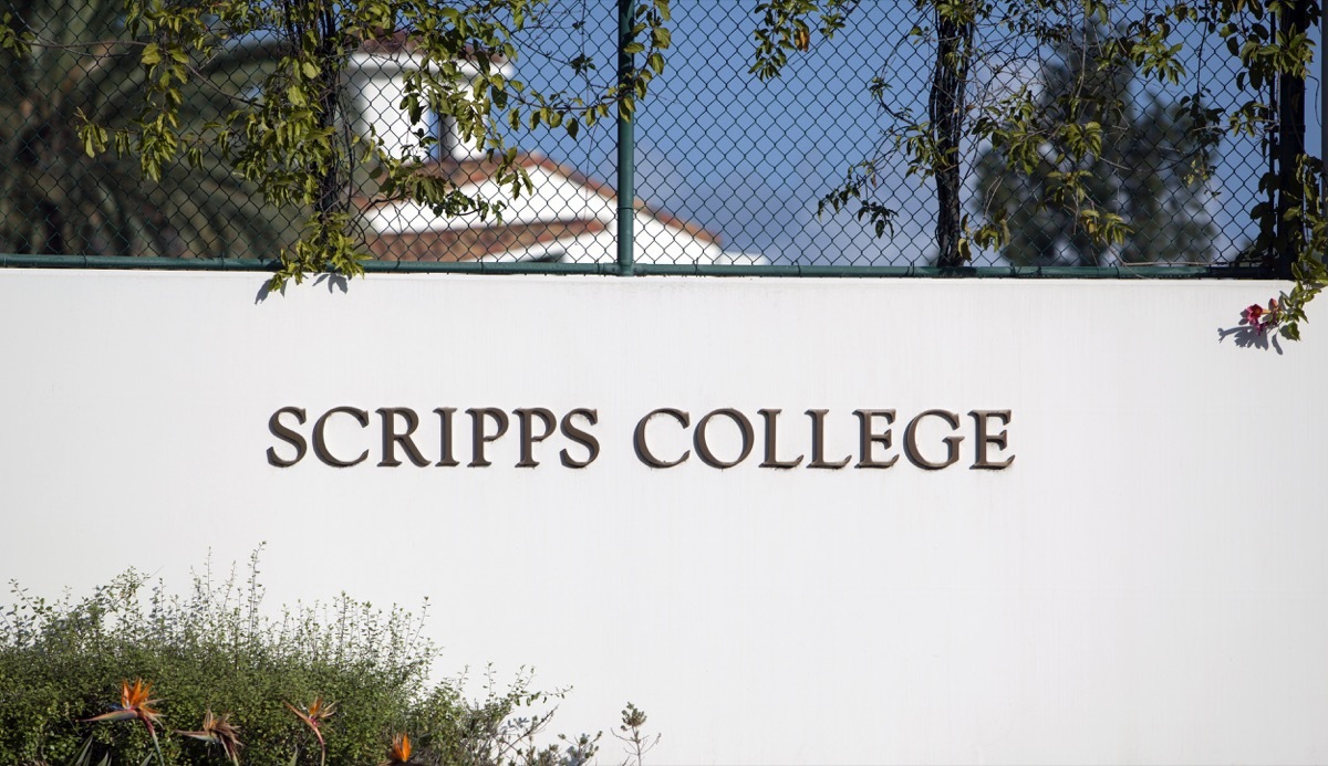 Claremont, CA, USA - April 17, 2017: The sign welcoming visitors to Scripps College which is one of the 5 Claremont Colleges and is a women only liberal arts college. - Image