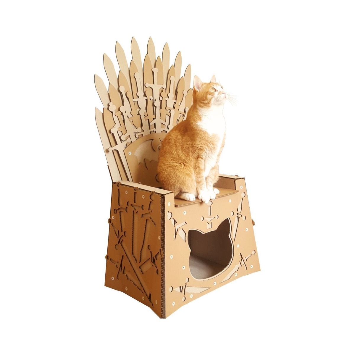 cardboard iron throne, cat playground