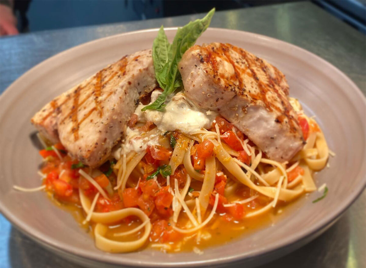 swordfish pomodoro pasta dish