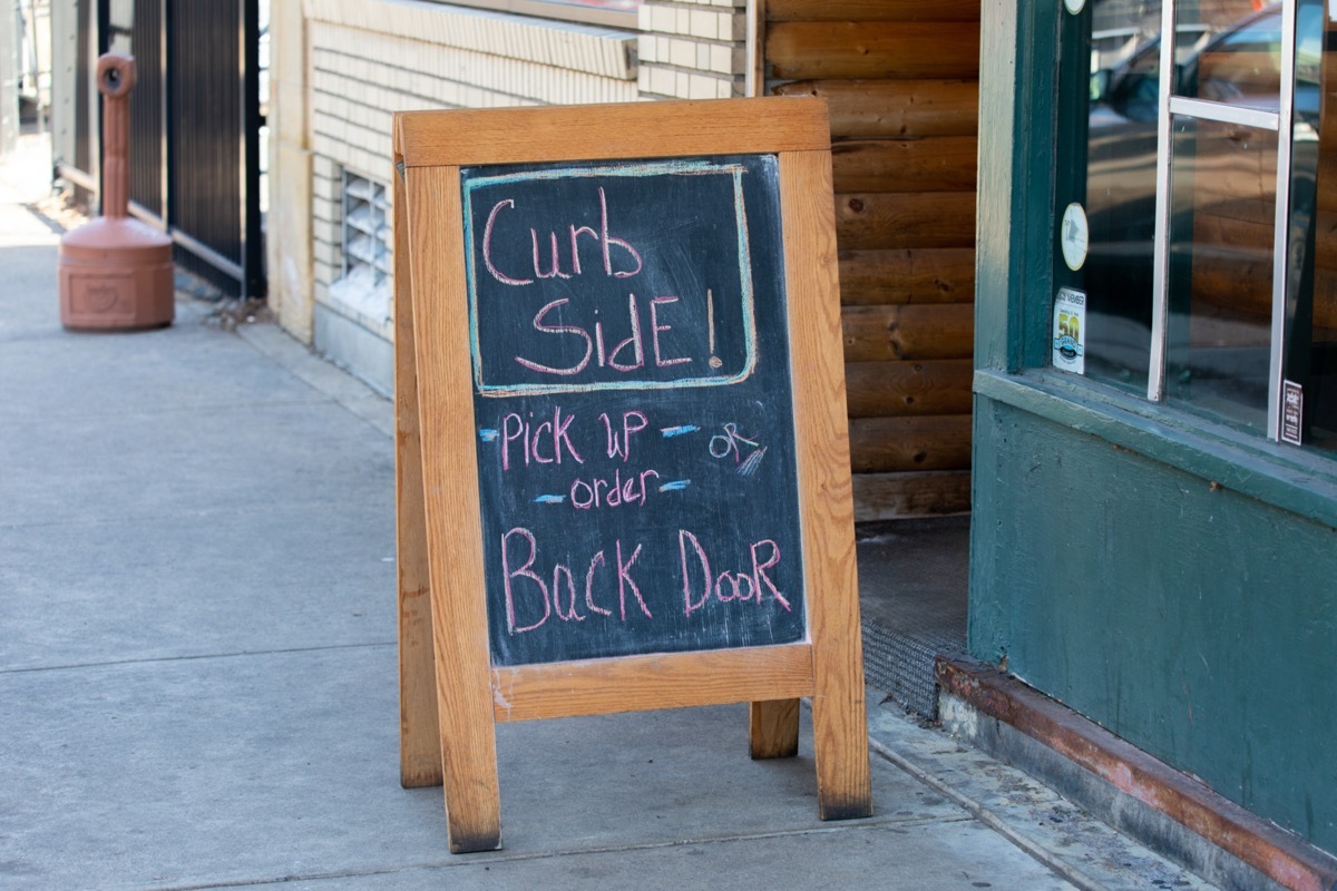 chalkboard with curbside pickup option