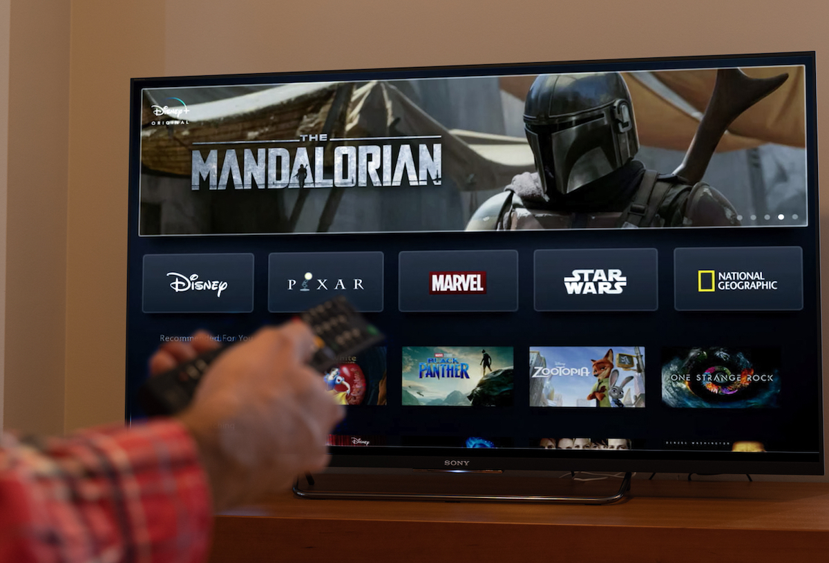 A TV showing the Disney+ platform