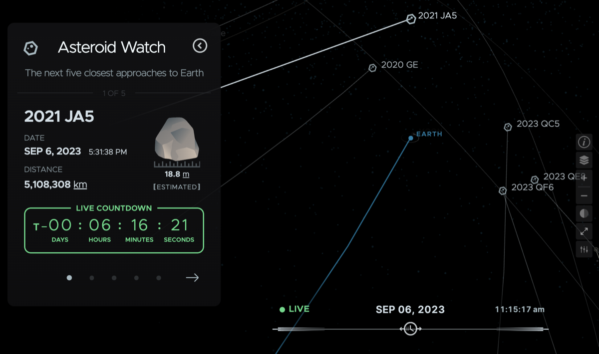 nasa asteroid watch page