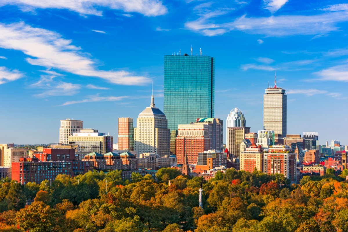 boston skyline and boston commons