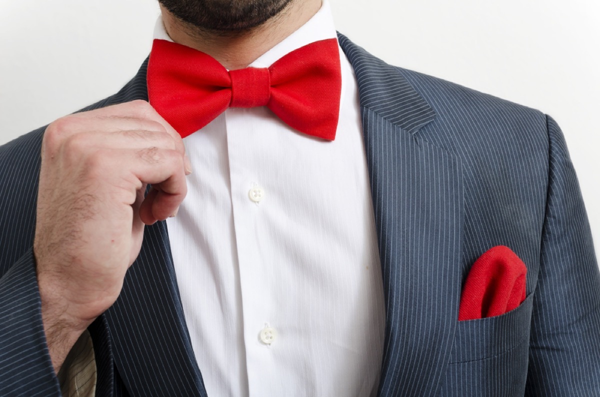 man with red bowtie and pocket square, make yourself more attractive