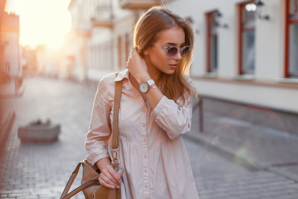 Woman Walking on Street Sensitive