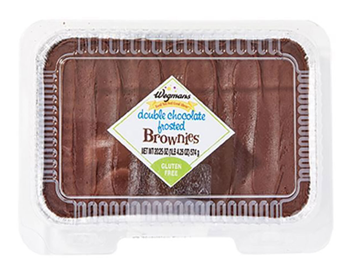 package of wegmans frosted chocolate brownies