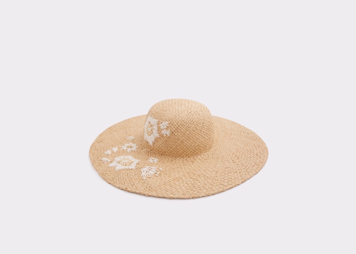 straw hat with white flowers, cheap summer hats