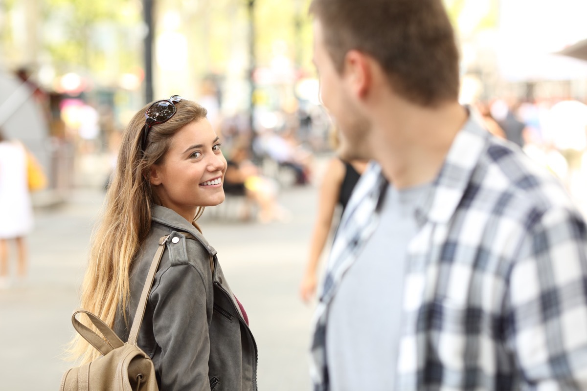 Man flirting with woman