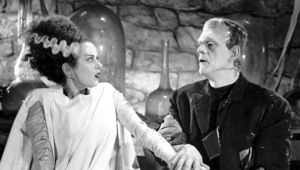 elsa lanchester and boris karloff in the bride of frankenstein