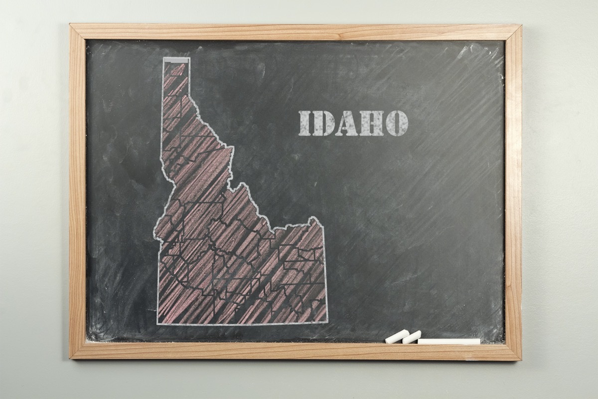 drawing of idaho on a chalkboard