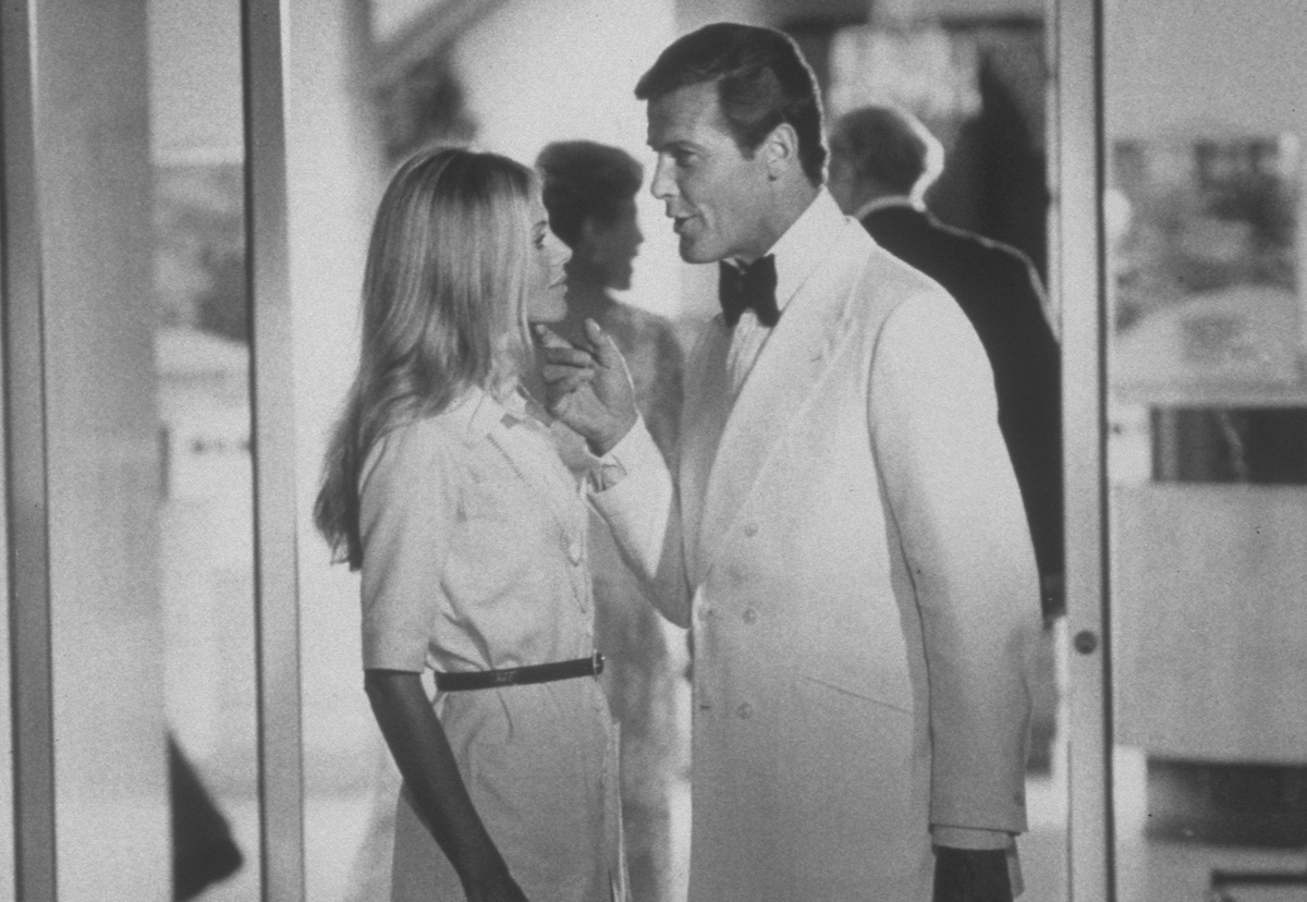 Roger Moore and Britt Ekland from the 1974 film, The Man with the Golden Gun.