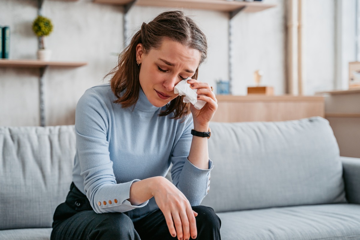 young woman crying