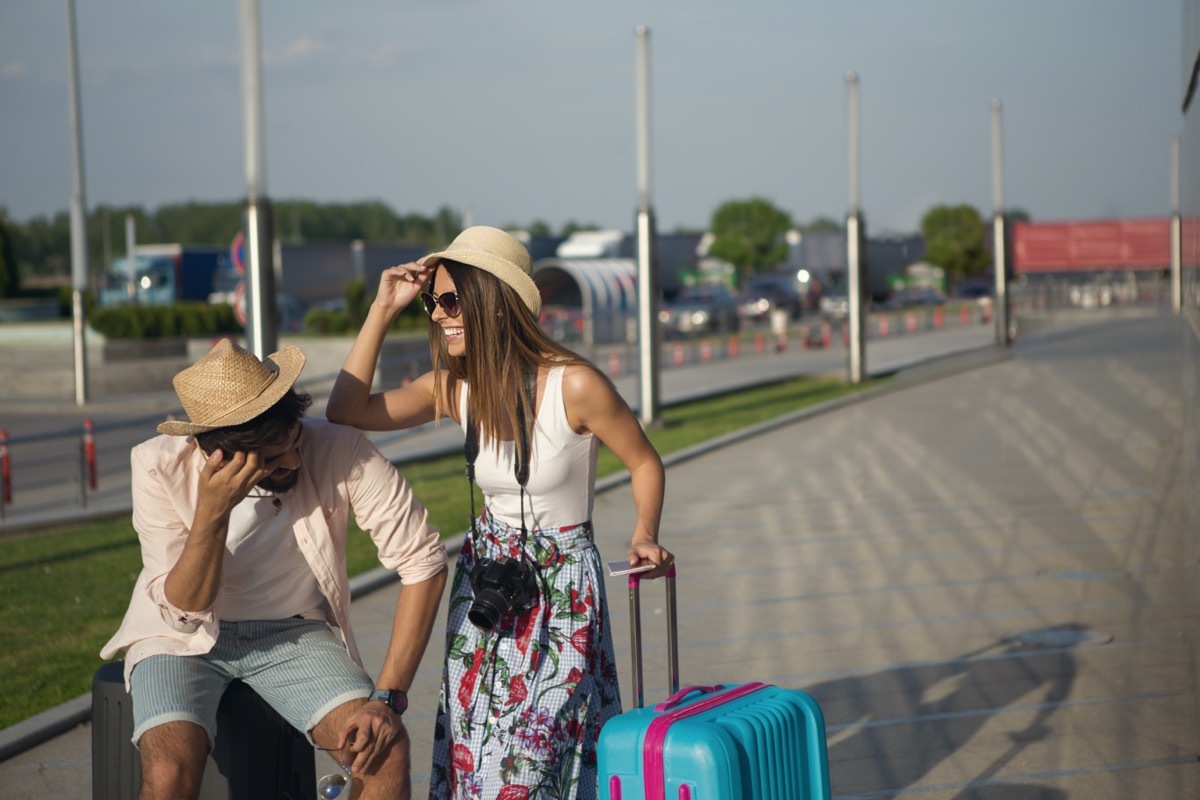 couple frustrated traveling