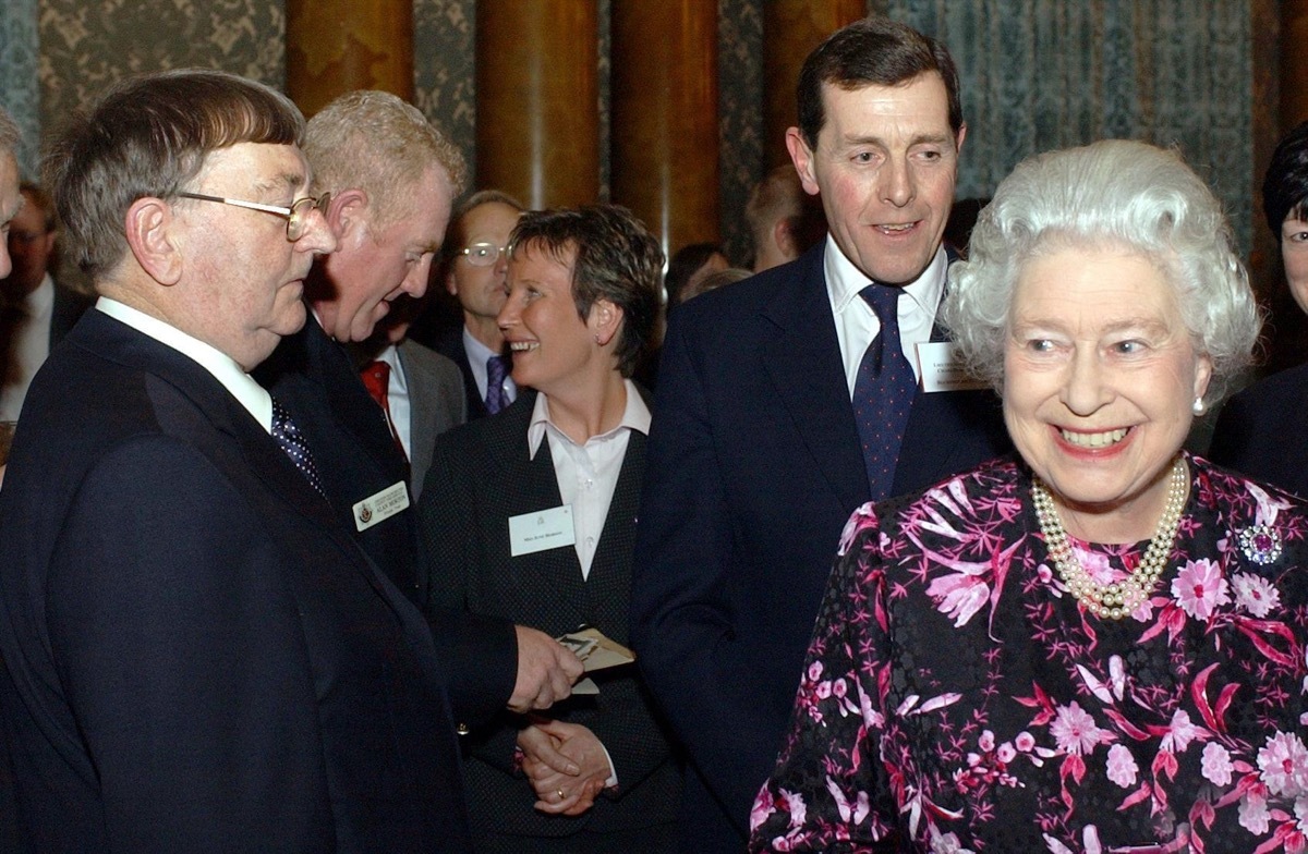 Queen Elizabeth at a Christmas party