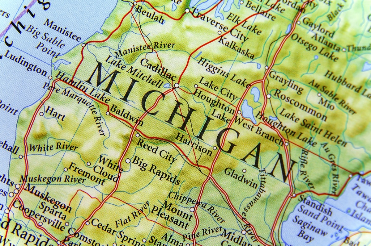 Map of Michigan state.