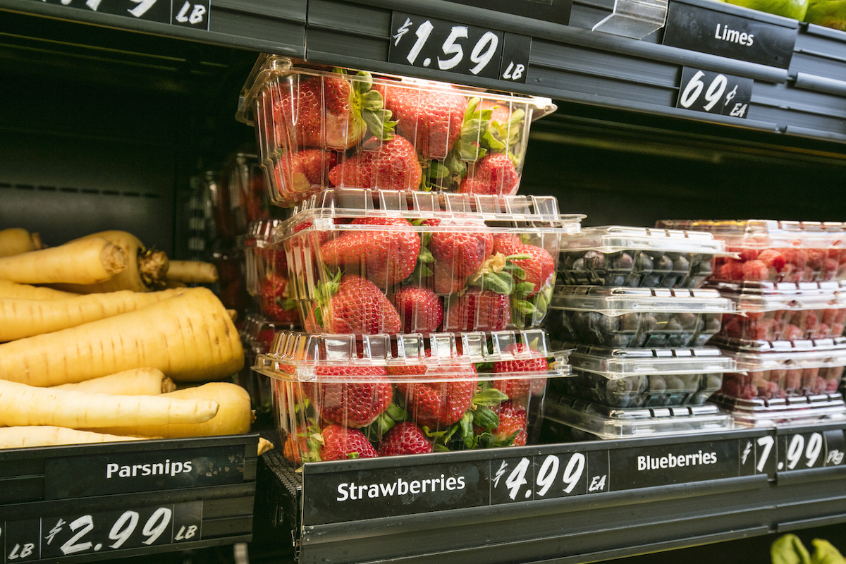 Produce section in grocery store