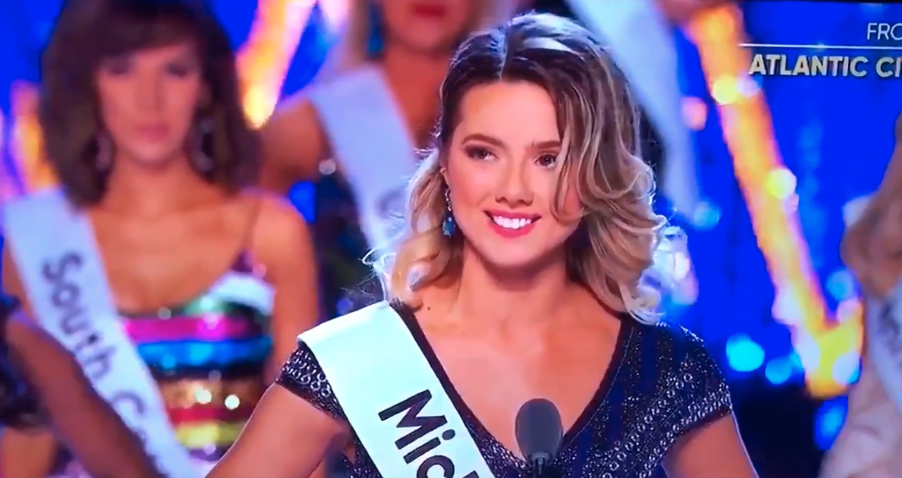 Miss Michigan Emily Sioma competing in the 2018 Miss America pageant