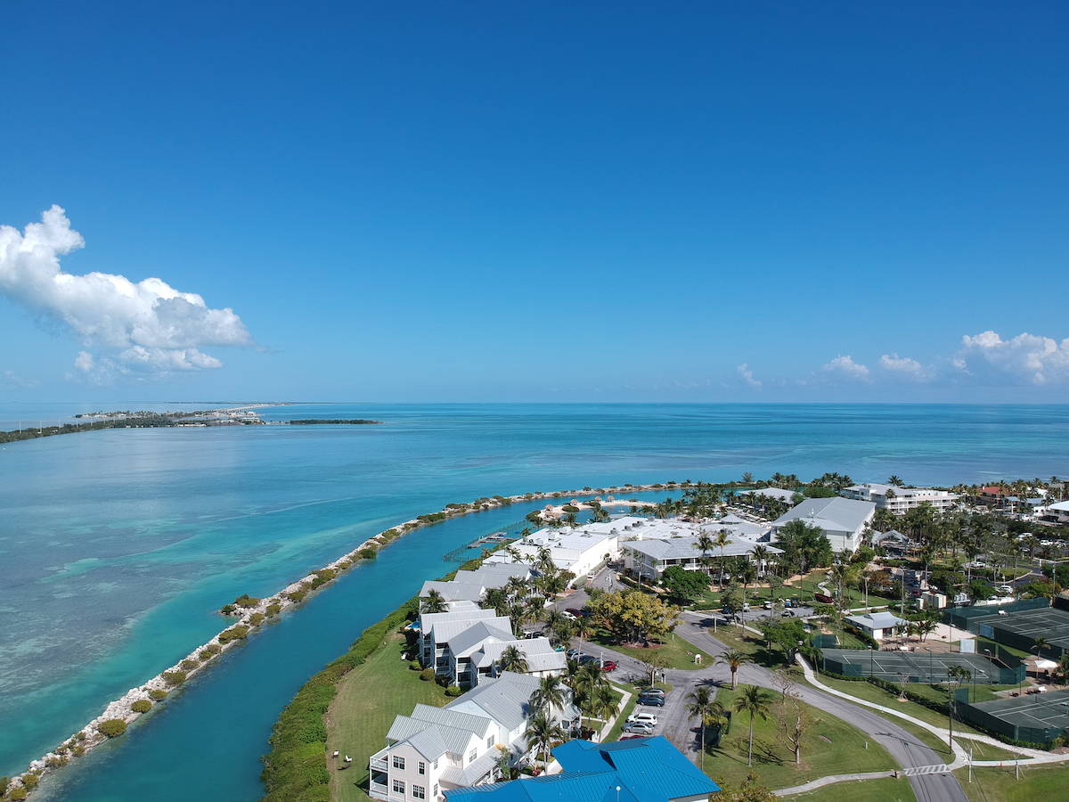 Aerial view of the Cay Resort in Duck Key, Florida.