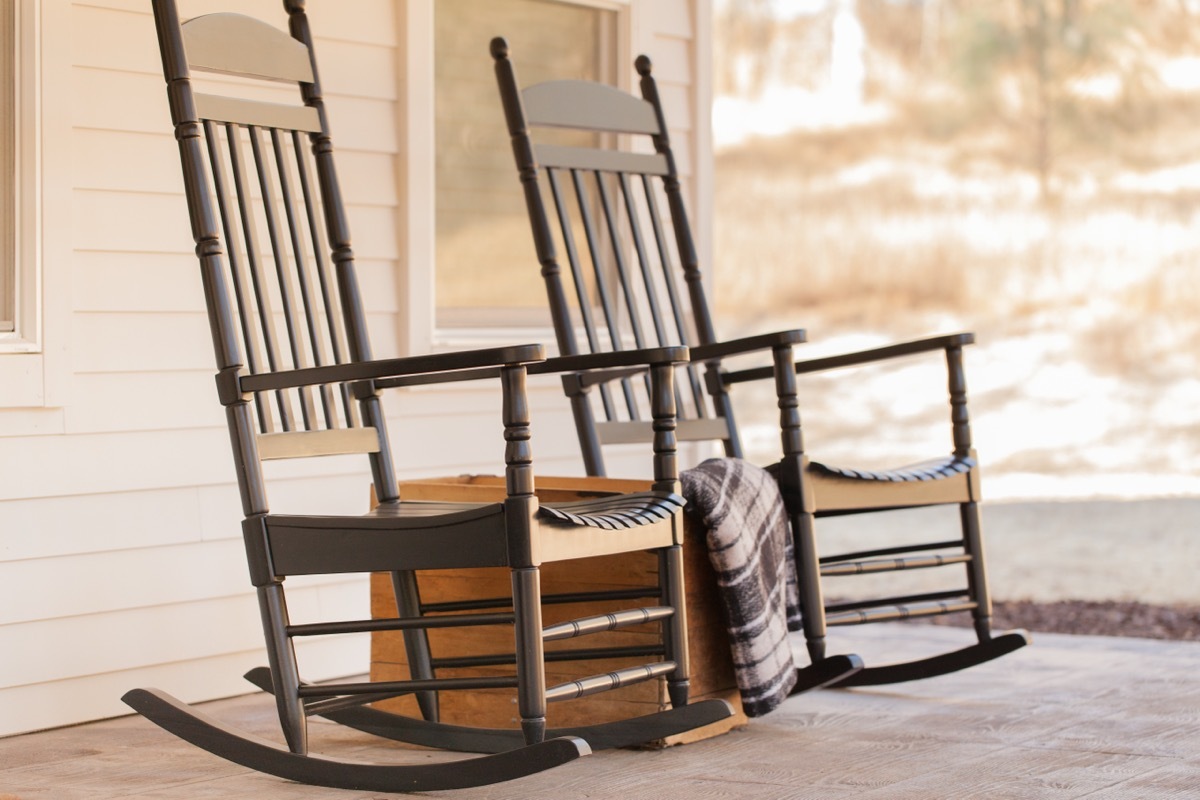 cozy rocking chairs on porch