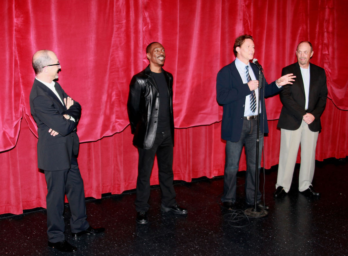 Martin Brest, Eddie Murphy, Judge Reinhold, and John Ashton at a screening of 