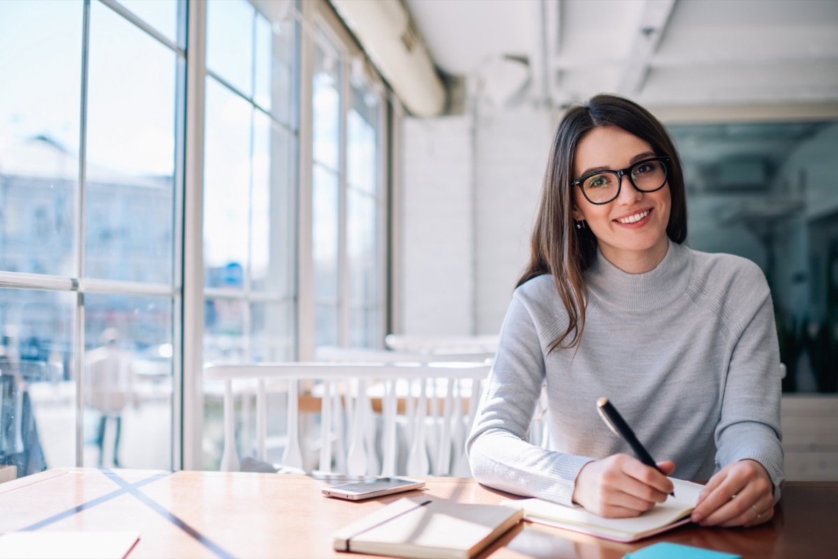 Young Woman Working Alone