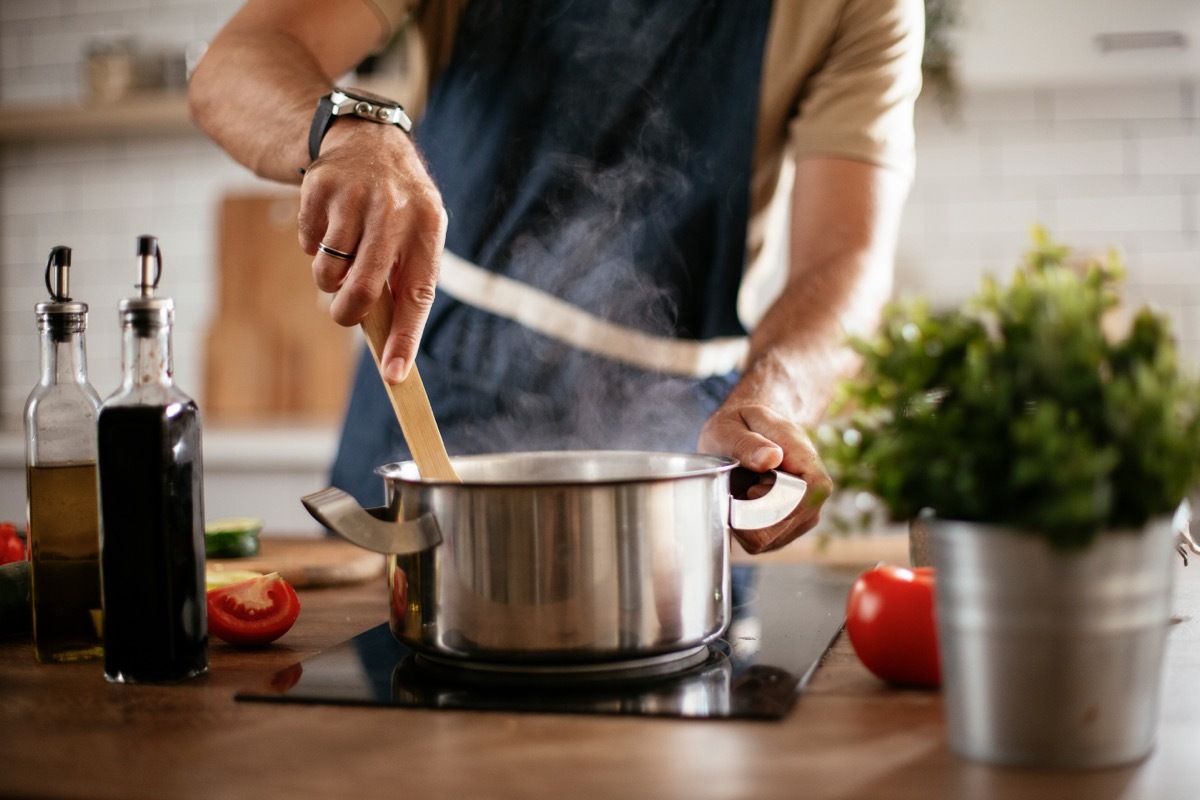 man cooking a meal