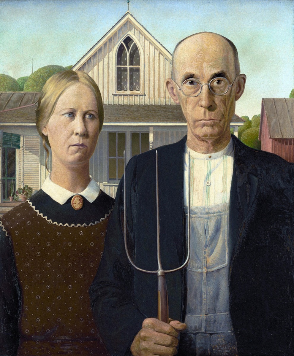 Grant Wood American Gothic painting