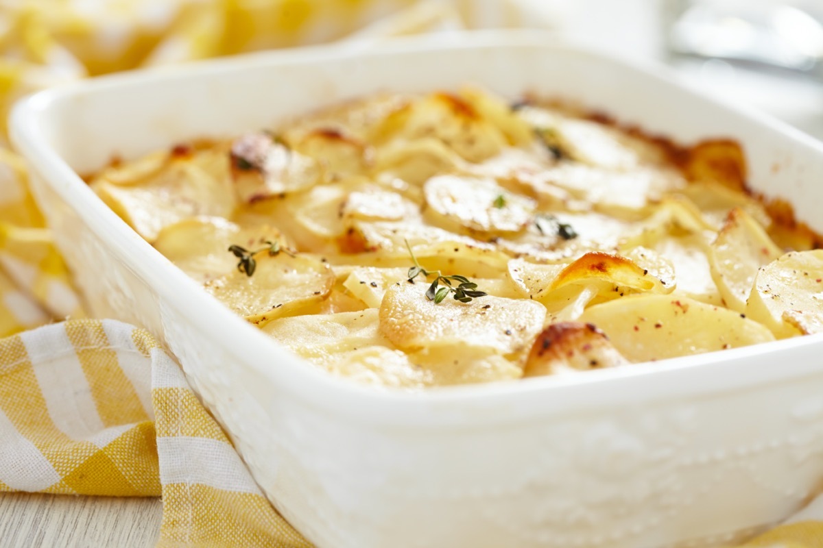 dish of scalloped potatoes