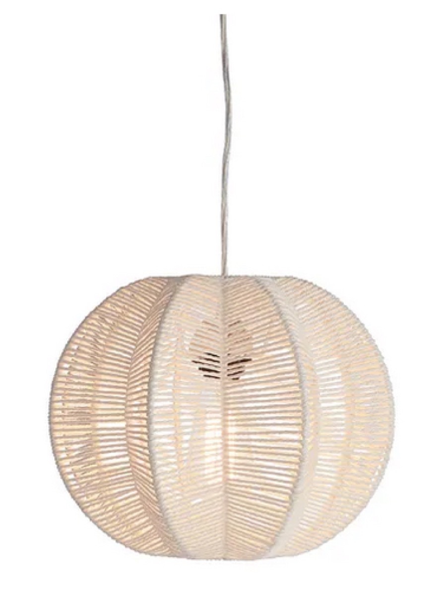 white rattan light fixture