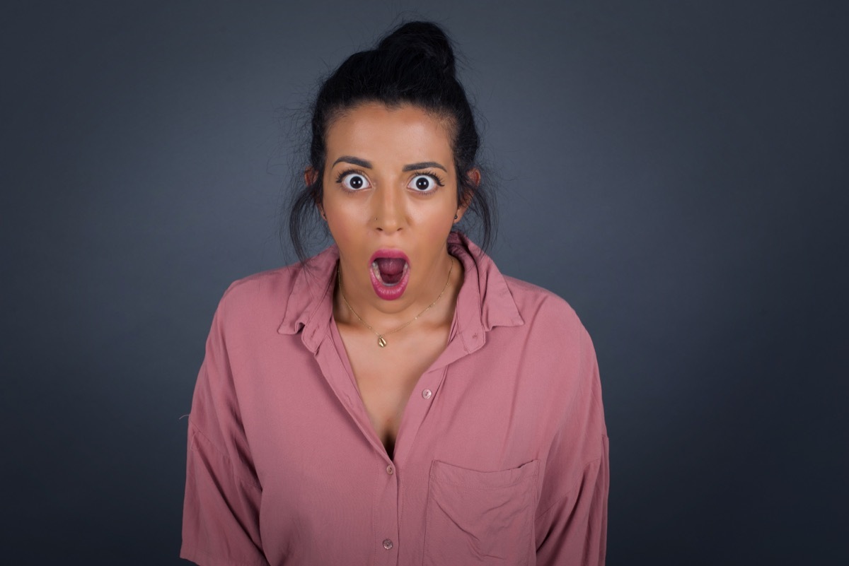 woman dropping her jaw after being insulted