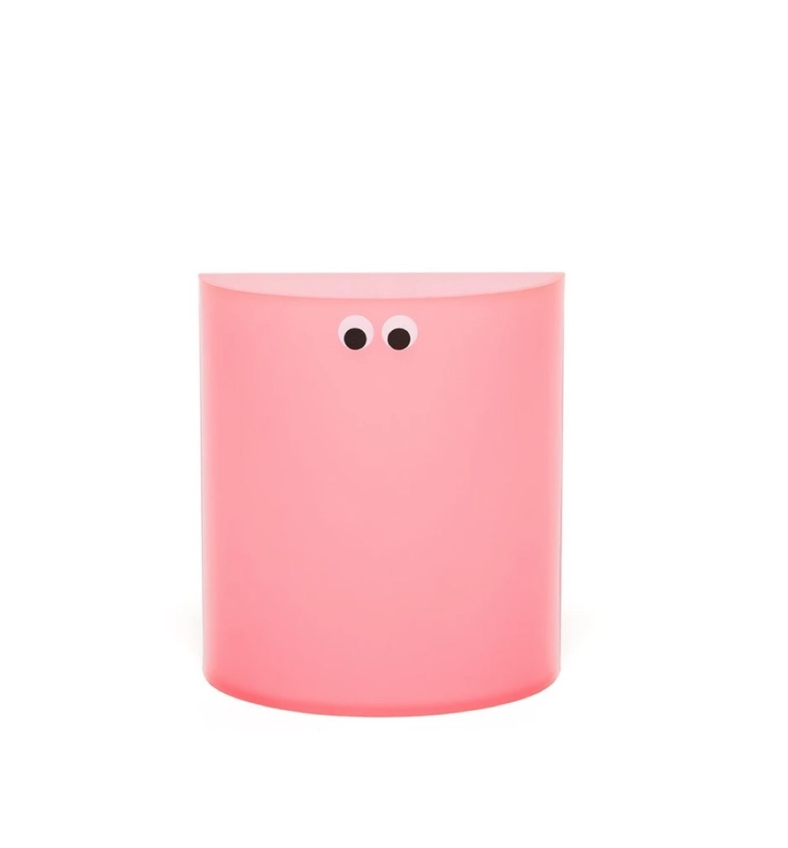 pink pencil cup with googly eyes