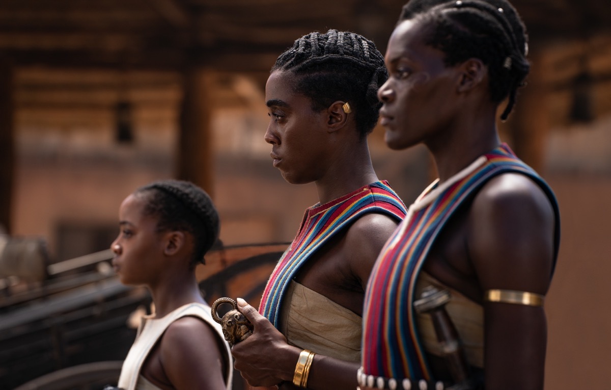 Thuso Mbedu, Lashana Lynch, and Sheila Atim in The Woman King