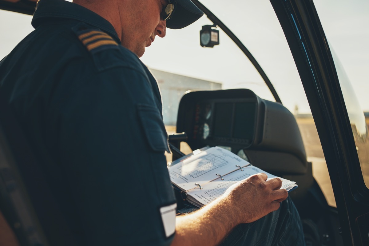 pilot studying the map