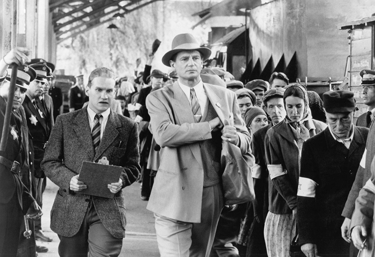 Liam Neeson on the set of Schindler's List