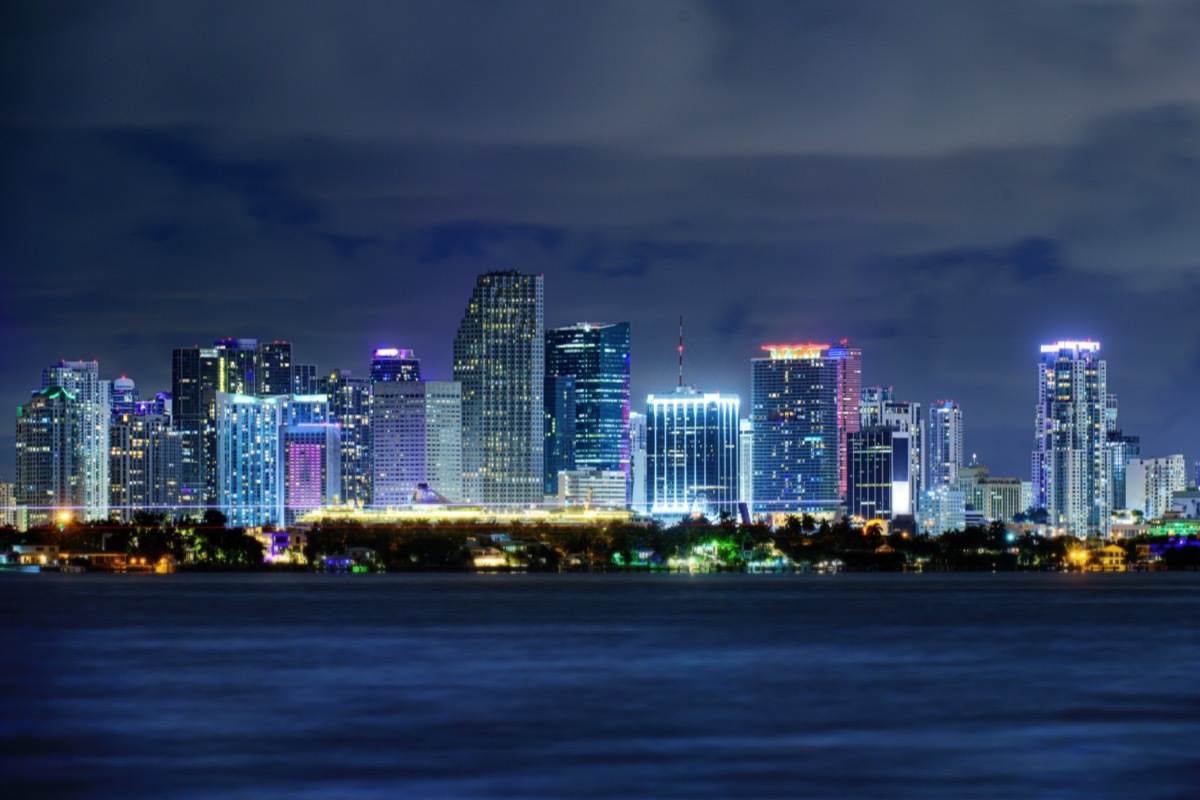 Miami skyline at night